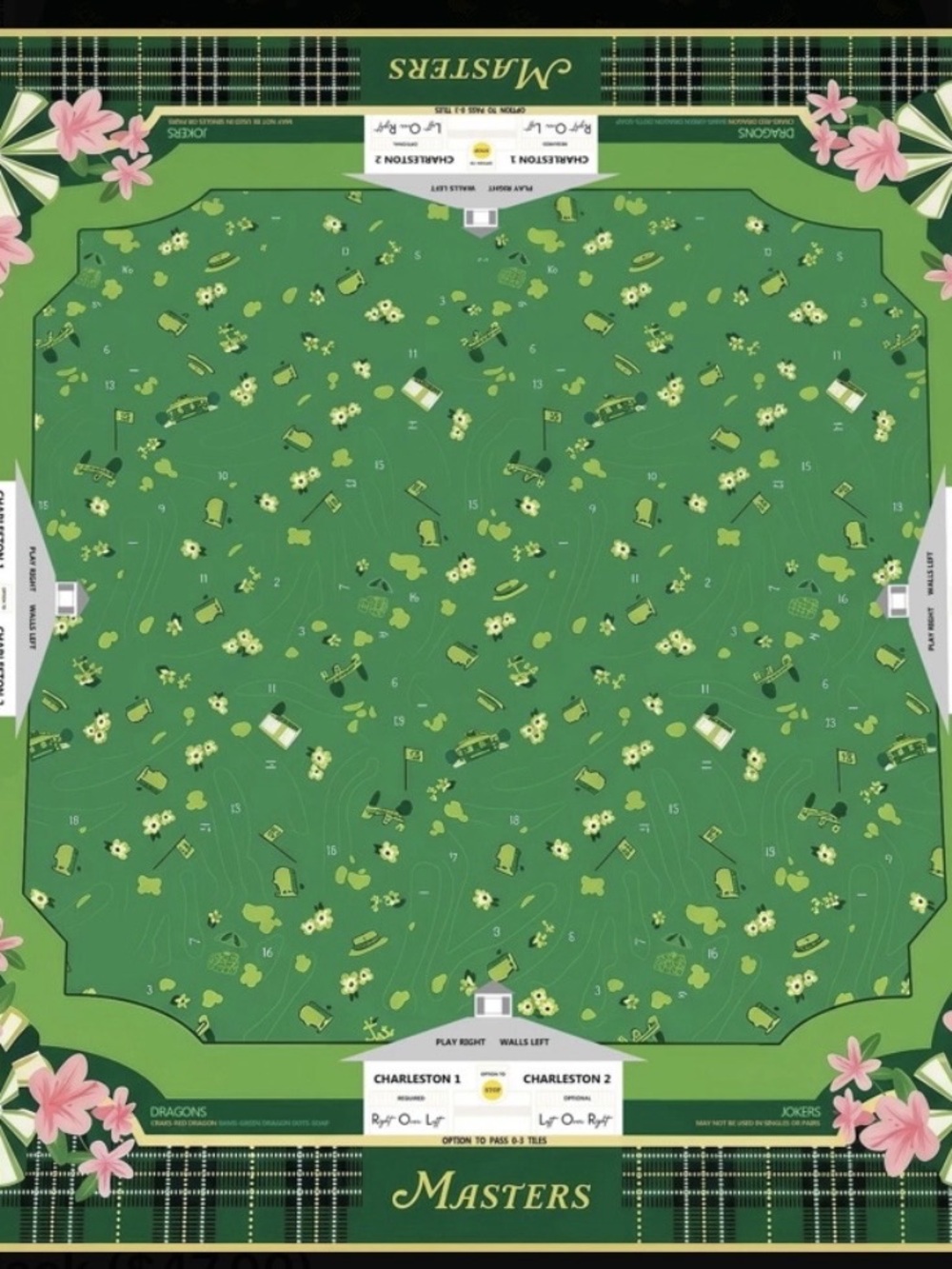 THE MASTERS Neoprene Mahjong Mat Green & Pink NEW IN PACKAGE